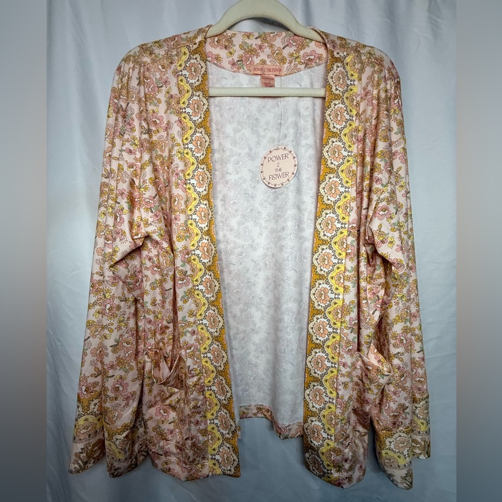NWT Power 2 The Flower Floral Kimono Cardigan Size Small/Medium